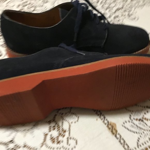 Men's Cole Haan Shoes Blue Suede BUCK Skin Leather Oxfords Mad Men Draper 9 M - Picture 8 of 11